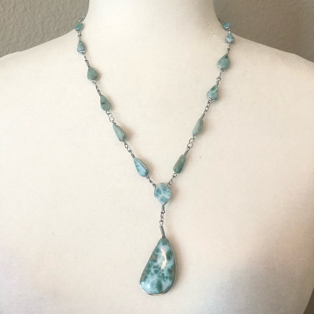 NWOT Larimar and sterling silver necklace